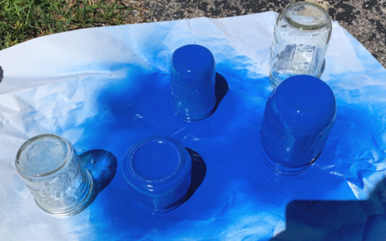 Blue Painted Mason Jars